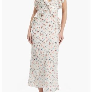 Bardot Cream Midi Dress with Red and Blue Floral Print